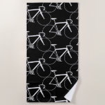 Black And White Road Racing Bicycle Motif Beach Towel at Zazzle
