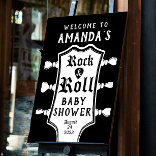 Black and White Rock and Roll Guitar Baby Shower Foam Board