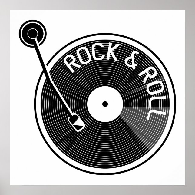 Black and White  Rock And Roll Vinyl Record Poster (Front)