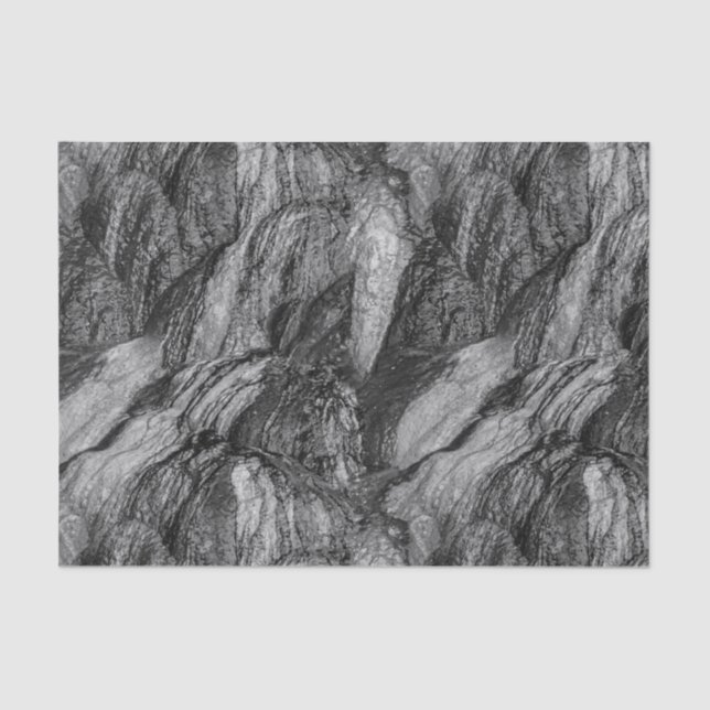 Black and White Rocky Texture Pattern Tissue Paper (Front)