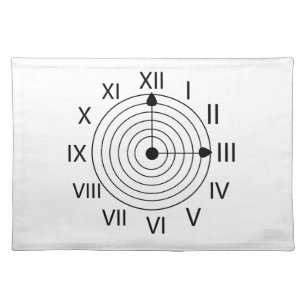 Black and White Roman Clock Cloth Placemat