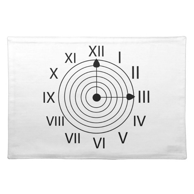Black and White Roman Clock  Cloth Placemat (Front)