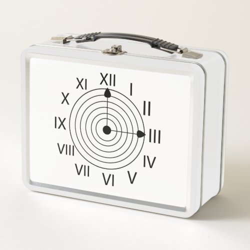 Black and White Roman Clock Design Back To School Metal Lunch Box