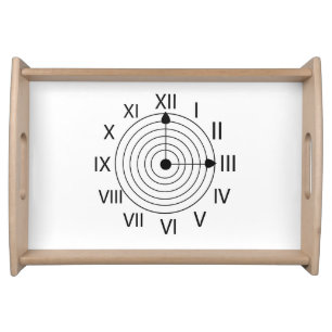 Black and White Roman Clock Serving Tray