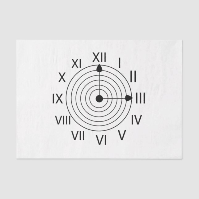 Black and White Roman Clock  Tissue Paper (Front)