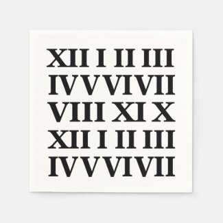 Black and White Roman Numeral Party Napkins