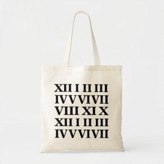 Black and White Roman Numeral  Tote Bag