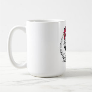 Black and white rooster coffee mug