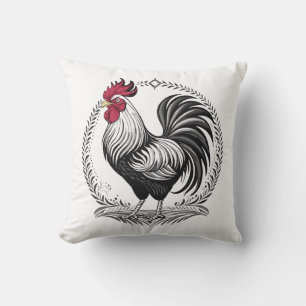Black and white rooster throw pillow