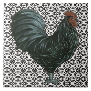 Black and white Rooster Tile
