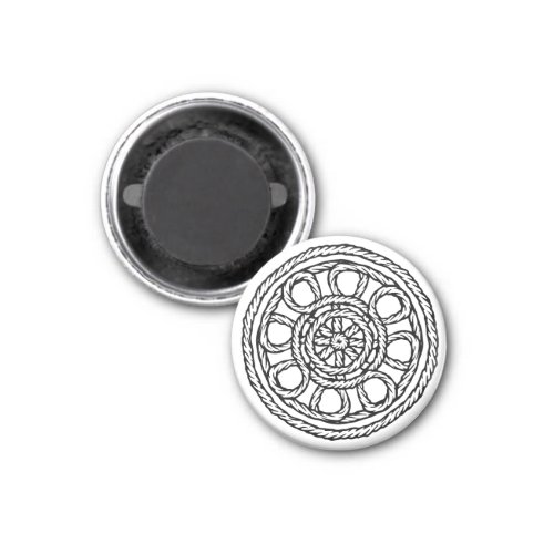 Black and white rope knot Celtic circle magnet 