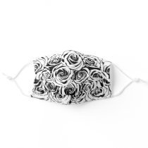 Black and White Rose Abstract Floral Pattern Adult Cloth Face Mask