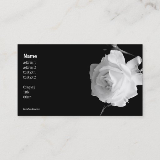Customizable Black and White Rose Business Card