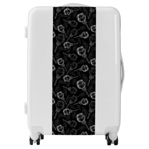 Black and White Rose Design Luggage