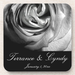 Black and White Rose Drink Coaster