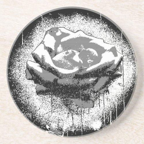 Black And White Rose Fine Art Coaster