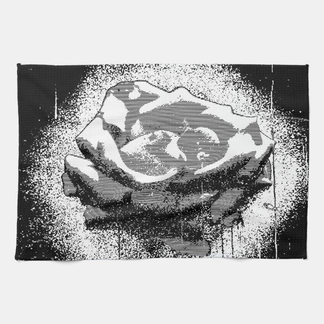 Black And White Rose Fine Art Towel (Horizontal)
