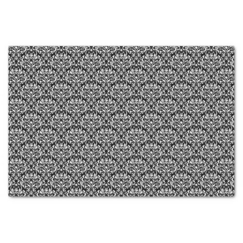 Black and White Rose Floral Damask Tissue Paper