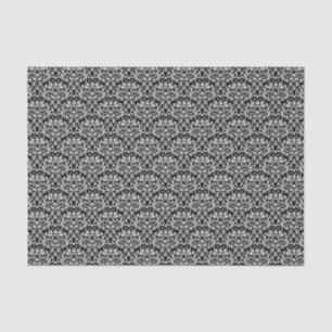 Black and White Rose Floral Damask Tissue Paper