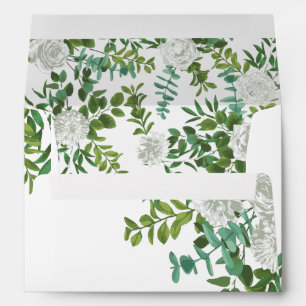 Black and White Rose Floral Wedding Envelope