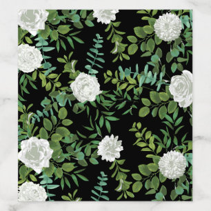 Black and White Rose Floral Wedding Envelope Liner