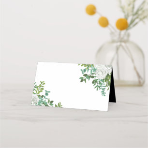 Black and White Rose Floral Wedding Place Card