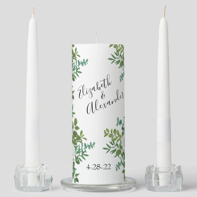 Black and White Rose Floral Wedding Unity Candle Set (Front)