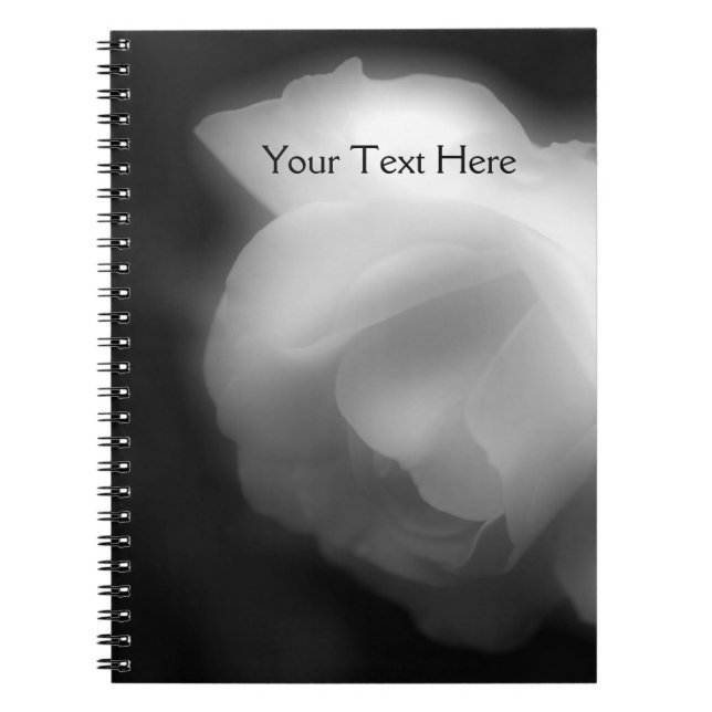 Black And White Rose Flower Notebook (Front)