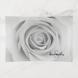 Black and white rose flower Trinket tray