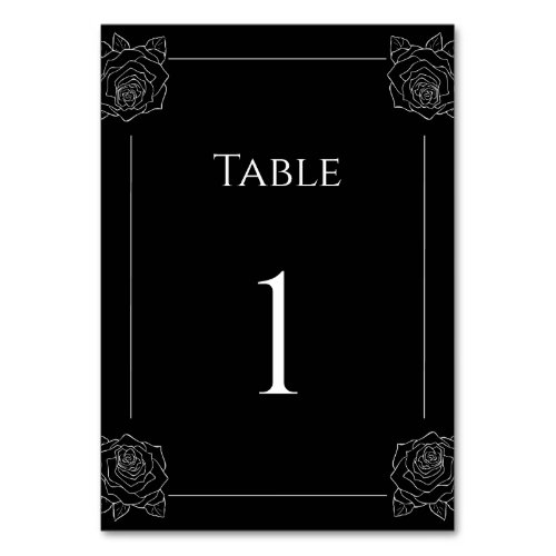 Black And White Rose Gothic Wedding Table Number