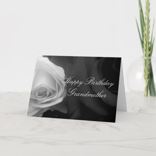 Black and White Rose Grandmother Birthday Card (Front)