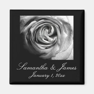Black and White Rose Magnet