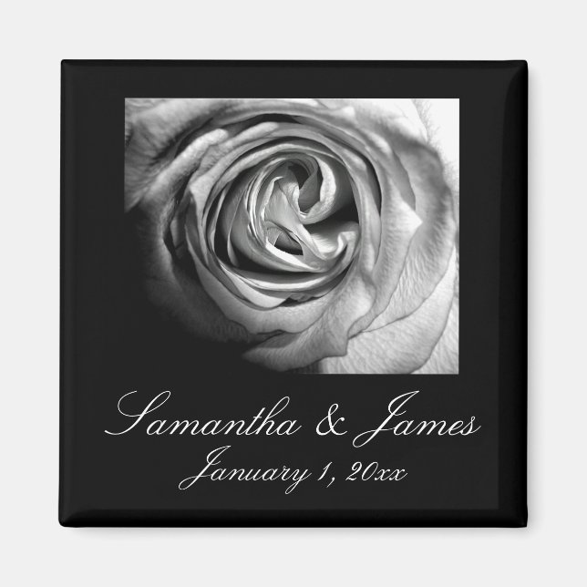 Black and White Rose Magnet (Front)