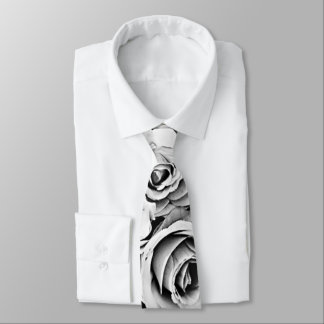 black and white rose mens tie