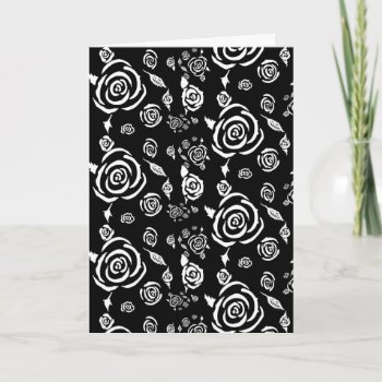 Black And White Rose Pattern Greeting Card by aftermyart at Zazzle