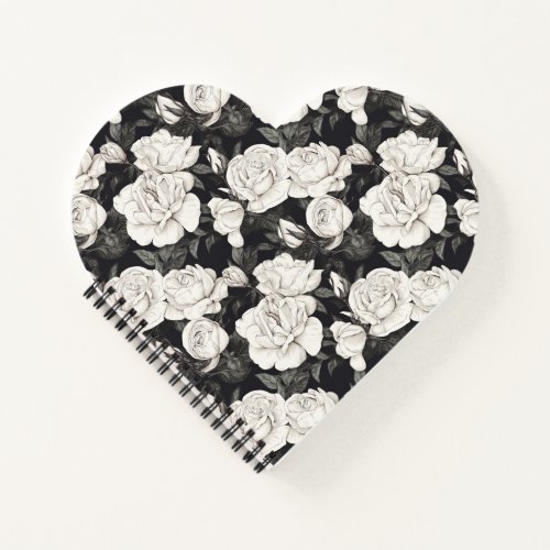 Black and White Rose Pattern Notebook