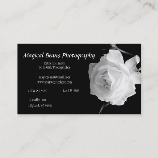 Customizable Black and White Rose Profile Business Card