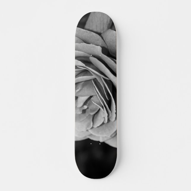 Black and White Rose Skateboard Deck (Front)