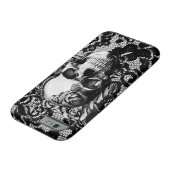 Black and white rose skull on lace background. Case-Mate iPhone case (Bottom)