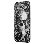 Black and white rose skull on lace background. Case-Mate iPhone case (Back Left)