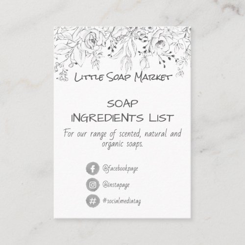 Black And White Rose Soap Fragrance Ingredients Business Card