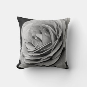 Black and White Rose Throw Pillow