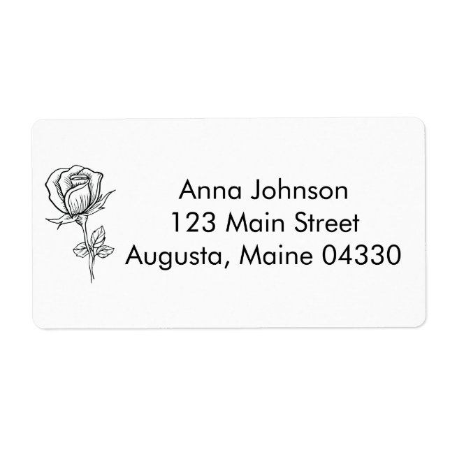 Black and White Rose Wedding Label (Front)