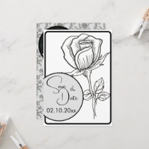 Black and White Rose Wedding Save the Date