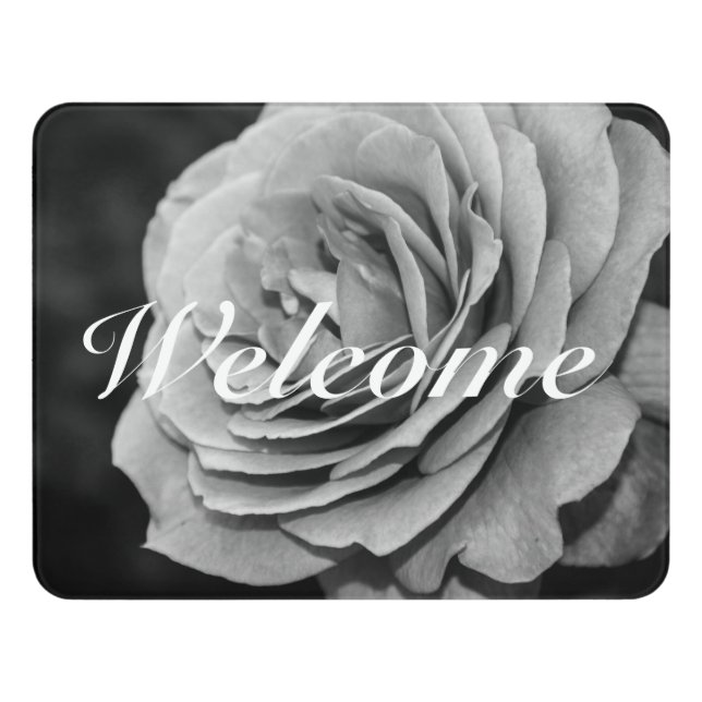 Black and White Rose Welcome Sign (Contemporary Front)