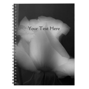 Black And White Rosebud Flower Notebook