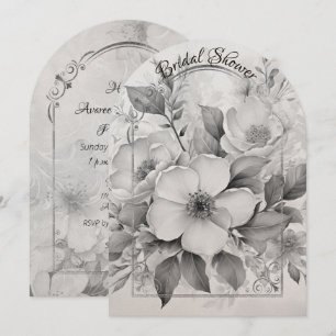 Black and White Roses Arch Frame Bridal Shower Invitation