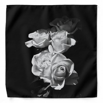 Black And White Roses Bandana by hildurbjorg at Zazzle
