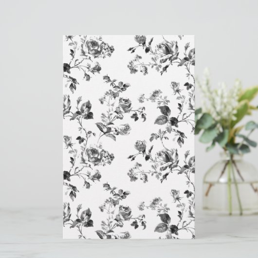 Black and White Roses Floral Pattern (Standing Front)