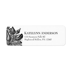 Black and White Roses Gothic Return Address Label